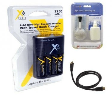 Battery + Charger + HDMI CABLE for Fuji FujiFilm S4200 S4300 S4400 S4500 S8300