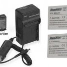 2  DB-L20 DB-L20AU VAR-L20U Batteries + Charger for Sanyo VPC-C1 VPC-C1EX VPC-C4
