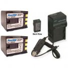 Two Battery + Charger for Canon DC410 DC411 DC420 MD101 MD110 MD111 MD120 MD130