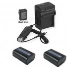 TWO 2X Batteries + Charger for Sony HDR-PJ600 HDR-PJ600V HDR-PJ600VE HDR-PJ600E
