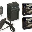 TWO 2 CGA-S005 CGA-S005A Batteries + Charger for Panasonic DMC-FX01 DMC-FX01-K