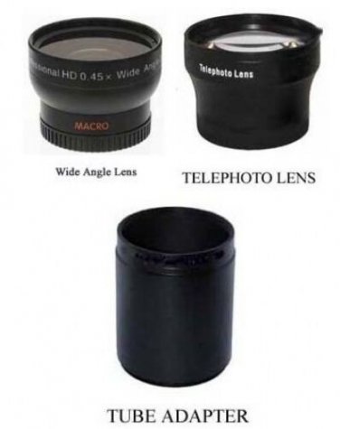 Wide + Tele Lens + Tube bundle for Panasonic DMC-FZ45 DMC-FZ45E FZ45K FZ45EB-K