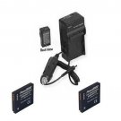 2 Batteries + Charger for Panasonic DMCFT3A DMCFT3D DMC-FX48R DMCFX48W