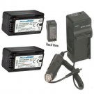 2X VW-VBT190 Batteries + Charger for Panasonic HC-V110, HC-V130, HC-V160 HC-V201