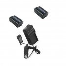 2 Batteries + Charger for Sony HDR-PJ230EB HDR-PJ510 HDR-PJ510E HDR-PJ650 PJ650E