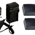 2 Batteries +Charger for Samsung HMX-F800BN HMX-F800SN SMX-F50 SMX-F50BP SMX-F53