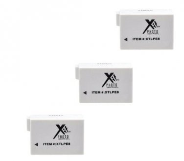 THREE 3X LP-E8 Batteries for Canon EOS Rebel T2i T3i T4i T5i 550D 600D 650D 700D