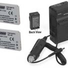 2 Batteriess + Charger for Sanyo VPC-HD15AEX VPC-HD700BR VPC-HD700R VPC-HD700S