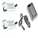 2X GP-137 Battery + Charger For SJCAM SJ4000, SJ5000, SJ6000, SJ4000W, SJ4000B,