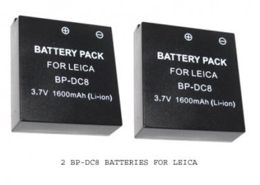 TWO 2X BP-DC8 Batteries for Leica X1 X2 Digital Camera