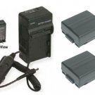 TWO 2 Batteries + Charger for Hitachi DZ-M7000V5 DZ-M8000V6 DZ-BD70A DZ-BD7HA