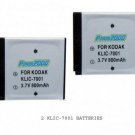 2 KLIC-7001 Batteries for Kodak MD41 M320 M340 M341 M753 M763 M853 MD853 M863