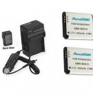 TWO 2 DMW-BCN10E DMW-BCN10PP DMW-BCN10 Batteries + Charger for Panasonic DMC-LF1