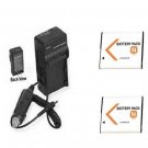 TWO 2 Batteries + Charger for Sony DSC-W310BDL/B DSC-W310P DSCW310BDLB DSCW310P