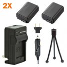 2 Batteries + Charger for Sony Alpha NEX-6 NEX-6L NEX-6Y NEX6/B NEX6L/B NEX5TL/B