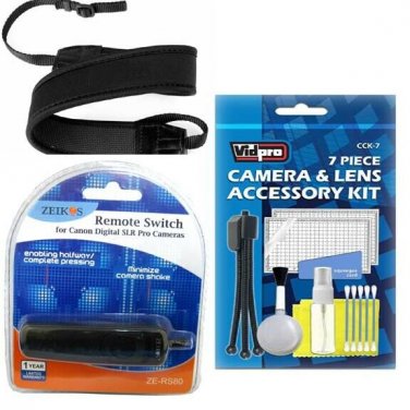 Remote + Strap for Canon EOS-1D C, EOS-1D X, EOS 30D, EOS 40D, EOS 50D, EOS 5D