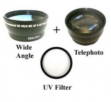 Wide Lens + Tele Lens + UV for Sony HDR-PJ660 HDR-PJ660E HDR-PJ660V HDR-PJ660VE