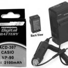 NP-90DBA Battery + Charger for Casio EX-FH100 EX-FH100BK EX-H15