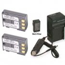 Two 2 Battery + Charger for Canon DC311 DC320 DC330 DC410 DC411 DC420 MD120