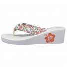 Fancy Roman Revival Cotton Mid Heel Wedges