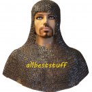 Mild Steel Chain Mail Coif Full Flat Rivet 8mm Riveted Coif