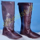 Medieval Leather Boots with Brass Buckle