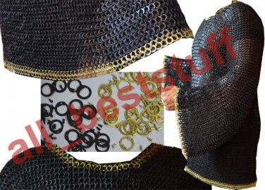 MS Chain Mail Chainmail Shirt Flat Rivet with Flat Washer  Hauberk Brass