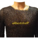 Chain Mail Round Riveted Ring with Flat Solid Ring Shirt Black Finish Medium