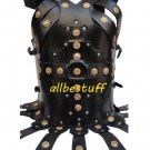 Body Muscle Armour Medieval Leather Breastplate Black with Belt