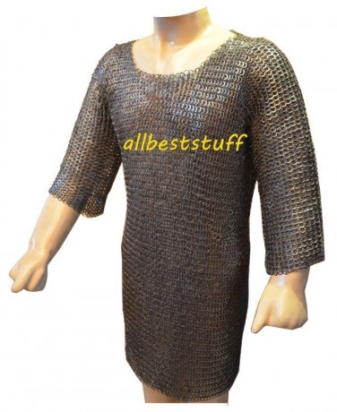 MS Chain Mail Chainmail Shirt Flat Riveted Washar Hauberk Medium LL