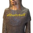 Chain Mail Shirt Flat Riveted with Flat Solid Ring (Washer) Integrated Coif