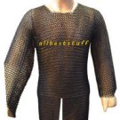 Chainmai Shirt Butted Blackend Chain Mail Shirt Medium Long with 5 inch slit