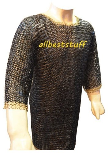 MS Chain Mail Round Rivet with Flat Washer Chainmail Shirt with Brass Rings
