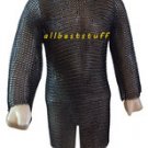 Chainmai Shirt Butted Blackend Chain Mail Shirt Medium Long with 5 inch slit