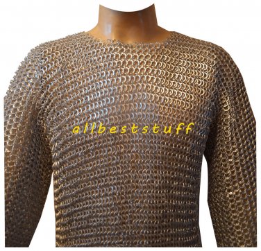 Riveted Chain Mail Shirt Round Aluminium Shirt & Legging Set Silver Anodized