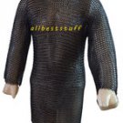 Chainmai Shirt Butted with Blackend Chain Mail Shirt Long with 5 inch slit