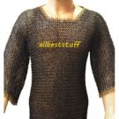 MS Chain Mail Round Riveted Chainmail Shirt Black with Round Rivet Brass Rings
