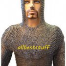 Mild Steel Chain Mail Flat Riveted with Flat Washar Shirt and Coif Set Hauberk