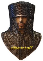 MS Chain Mail Butted Coif Standard Size Blackend Chainmail Coif V Shape