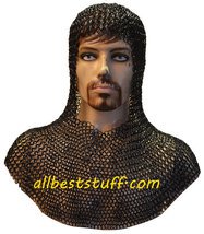MS Chain Mail Butted Coif Standard Size 16 Gauge Blackend Chainmail Coif