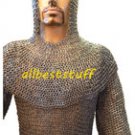 MS Flat Riveted with Flat Washer Chain Mail Shirt SML with Coif