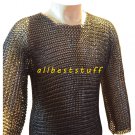 8mm Butted Chain Mail Shirt and Coif Set Black Hauberk Medium Size Chainmail