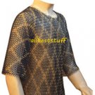 Designer Chainmail Hauberk Butted Blackend Chain Mail Shirt with Brass Shirt