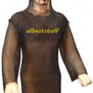 Butted Chain Mail Hauberk & Coif Set 16 Gauge Butted Chainmail Shirt Black