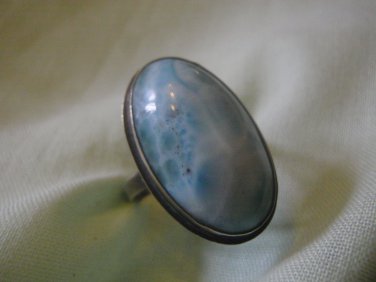 Vintage Genuine Silver  Larimar Ring Size 7 1/2