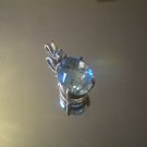 Nice Sterling Silver Topaz Pendant Checkerboard Cut