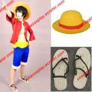 One Piece Monkey D. Luffy 2nd Cosplay Costume With Luffy Hat ,Straw Shoes