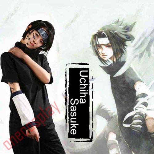 Naruto Cosplay Costume- Uchiha Sasuke 2nd Black Men's Costume Set