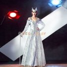 Greek Goddess Cosplay Costume Silver Gothic Dress for Halloween Party Queen Fancy Dress