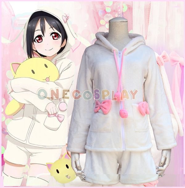 Love Live! School idol project Cosplay Costume Bunny Long Ears Yazawa Nico Rabbit Flannel Pajamas